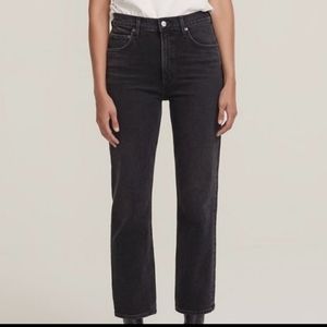 |Agolde| Black High-Rise Wilder Straight Leg Jeans